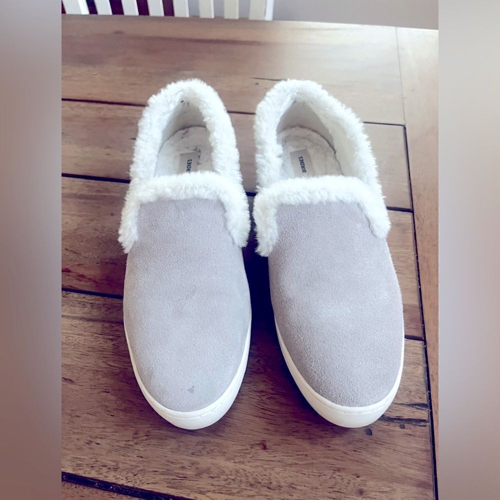 BIRDIE SUEDE GRAY LEATHER WITH PLUSH INTERIOR! Swift slip-on! Women Size 7.5